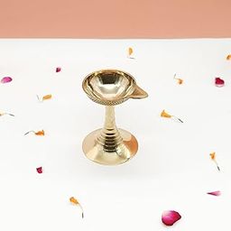 DOKCHAN Handcrafted Pure Brass Akhand Diya for for Puja, Pooja Room, Home,Temple Brass Table Diya (1, 7cm)-image-43