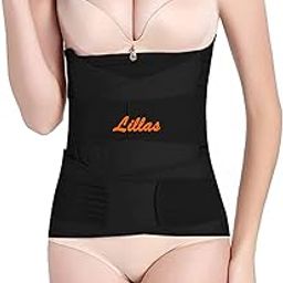 Lillas 3 in 1 Postpartum Support - Recovery Belly Belt Free Size Abdominal Support for post Delivery, Slimming Waist, Lower Back Pain, Tummy Reduction Belt (Free Size) (Black)-image-34