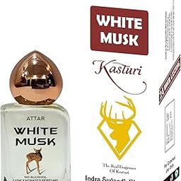 INDRA SUGANDH BHANDAR Attar For Men|Women|Pujan Shahi White Musk Perfume Mild Kasturi 24 Hours Long Lasting Fragrance 15Ml Roll on Cubic Fancy Pack-21