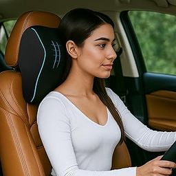 Sleepsia Car Neck Pillow for Head & Cervical Support | 1 Year Warranty | 100% Memory Foam | Ergonomic Car Seat Headrest Cushion – Relieves Neck Pain (Black)-55