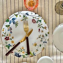 GOLDEN QUEEN'S Handcrafted Dinner Plates: Set of 2 | Perfect for Hosting and Daily Meals | Microwave Safe Plates | 10.5 inch | Serves 2 (Summer Florals Dinner Plates)-21
