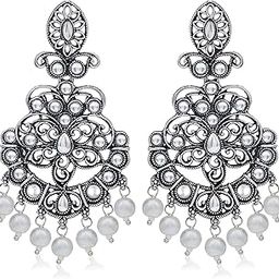 Exotic Oxidised Pearl Chandelier Earring For Women (SKR56889)-image-54