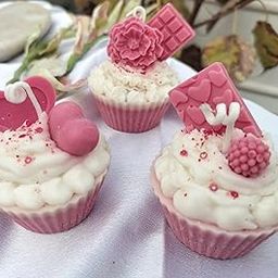 (Set of 3) Apeksha's Art & Craft Handmade Pure Soy Wax Designer Cup Cake Diyas12354 Birthday Gift Festive Natural Celebration Scented Candles Designer SOYA Candles-7