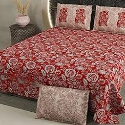 Bella Contemporary Traditional Floral Screenprinted Fitted King Size Cotton Bedspread Set, 108x108 Inches, Includes 2 Pillow Covers, No Color Bleed, No Shrinkage – Durable and Soft Bedding-picture-2