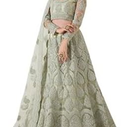 Women's Net Embroidered Semi-Stitched Lehenga Choli-image-0