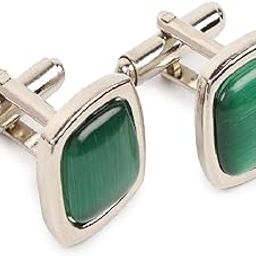 Stainless Steel Green Cufflink With Silver Tie Pin for Men – Durable, Perfect for Shirts – Includes Elegant Velvet Pouch-image-83