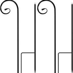ZLHETWT 2Pcs Shepherd Hooks, Shepherd Crook Hook, Bird Feeder Pole Stand Metal Shepherd Crook Hook Rust Resistant Bird Feeder Pole Stand for Bird Feeder Lights Lanterns Plant Baskets-image-26