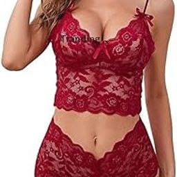 Women's Thongs Net Design Lingerie Bra And Panty Set For Honeymoon And Valantine (B, Maroon, Free Size)-image-7