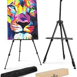 Grandink Portable Lightweight Tripod Easel for Professional Artists, Metal Display Easel Stand with Adjustable Height for Painting, Display and Advertisement Purposes - 5FT(Holds Canvas up to 32 Inch)-18