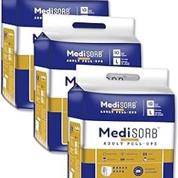MediSORB Adult Diaper Pants | Large (L) |Waist 101-512 cm (40-60 inches) |High Absorbency -15 Hrs |Rash-Free |Leakproof |Breathable |Odourless |Elastic Waist |For Men & Women 30 Units Pack of 3-image-6