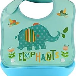 SYGA 1 Piece Elephant Pattern Waterproof Plastic Roll up Washable Crumb Catcher Baby Feeding Eating Bib For 6 Months to 2 Years Unisex Baby (Multicolor)-picture-12
