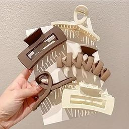 Set of 4 pcs Big Jumbo Korean Style Clutcher for Thick/Thin hair Shark Jaw Claw Clips Combo Hair Accessiories Gift for girls and women-image-1