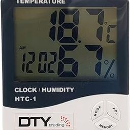 HTC Digital Hygrometer Thermometer Humidity Meter with clock Big LCD Display HTC-1 by Supreme Traders Supertronics1989-11