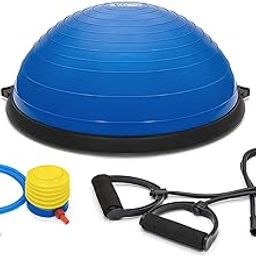 Kobo PVC Balance Ball Ball Trainer Half Yoga Exercise Ball with Resistance Bands & Foot Pump for Yoga Fitness Home Gym Workout-23
