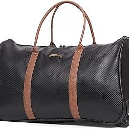 Bullfight Vegan Leather Travel Bags Travelling 2 Wheel Duffle Bag Stylish Handbag Unisex (Black)-image-84