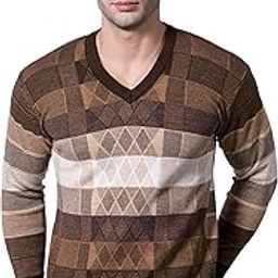 Men's Woolen V-Neck Printed Design Pullover Heavy Rainbow Fabric Winter Wear Pure Wool Sweaters for Men Fully Warm Pullover Free Size-image-5