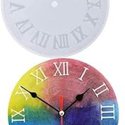 8 Inch Clock Mould,Silicone Clock Resin Mold Roman Numeral Arabic Numeral Clock Silicone Resin Mold for Epoxy DIY Jewelry Making Creative DIY Multipurpose Transparent Coaster Mold 20x20cm 8 Mm Depth-image-16