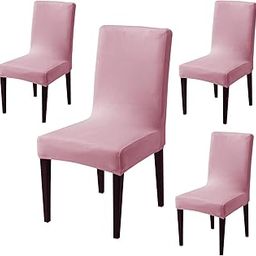 HOKIPO 200 GSM Premium Velvet Series Chair Covers Set of 4, Pink (AR-4735-PNK*4)-image-1