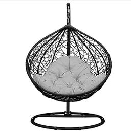 SPYDER CRAFT Single Seater Swing Chair with Stand & Cushion & Hook Outdoor Indoor, Outdoor Balcony Garden, Powder Coated Frame, UV Protected Wicker (XL)-image-11