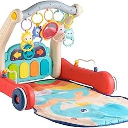 Goyal's 2 in 1 Musical Baby Activity Walker with Convertible Play Gym | Push Walker with Play Piano, Lights, Rattles & Tummy Time Mat for Babies & Toddlers (Multicolour) (Activity Cum Gym Mat)-31