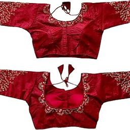 Women's Silk Embroidery Sequence Work Half Sleeve Readymade Blouse-43