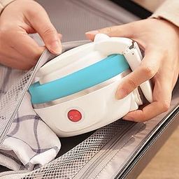 JaviNex Travel Foldable Electric Kettle ? Collapsible Silicone Kettle, 600ml, Dual Voltage 100-240V, 700 Watts, Fast Boiling, Boil Dry Protection, Portable Design (White, Blue) [Pack of 1]-image-19