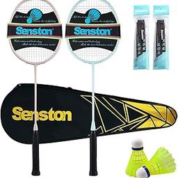 Senston Graphite Badminton Rackets Set Of 2 Badminton Set For Outdoor Backyards Gym, Lightweight Badminton Rackets 2 Pack, Pink And Green-29
