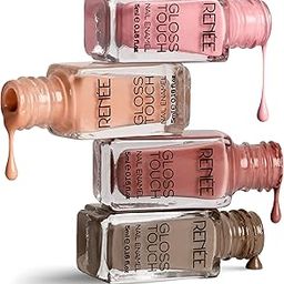 RENEE Gloss Touch Nail Paint Set of 4, Quick Drying Nail Polish, Glossy Gel Finish Nail Kit, Highly Pigmented & Long Lasting Enamel, Chip Resistance 5ml Each Gift Set for Women N02 Everyday Nudes-6