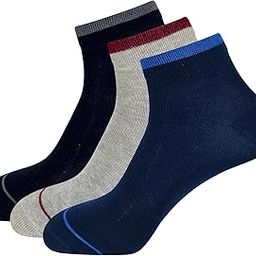 Cotton Lycra Ankle Socks for Men & Women, Odour Free & Breathable (Pack of 3) (Grey, Black, Navy)-image-76
