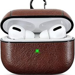 mStick Airpods Pro Leather Protective Cover Compatible with Airpod Pro Case Leather Airpods Pro Protective Case Cover with Keychain for Apple Airpods pro- DEEP Brown-12
