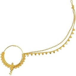 Traditional Gold Plated Maharashtrian Nath with Heart Motif Side Chain ? Bridal Nose Ring for Women-49