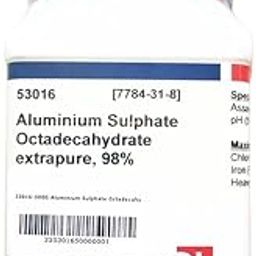 SRL Aluminium Sulphate Octadecahydrate extrapure, 98%, 500Gm, CAS NO 7784-31-8, Molecular Formula : Al2(SO4)3.18H2O, Storage : Room Temperature Shelf Life : 60 Months for laboratory and industrial use-32