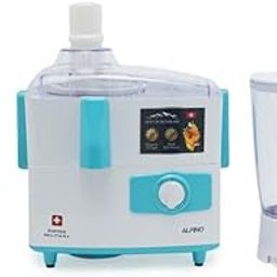 Swiss Military ALPINO Mixer Grinder Juicer - 450W, Turkish with Multi-Purpose Jars, Shock Proof Plastic Body and 3-Speed with pulse and Safety locks (White & Turquoise Color)-9