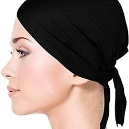 Women's Polycotton Plain Hijab Bonnet Tie Cap (Black)-image-14