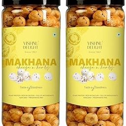 Vishnu Delight Flavoured Cheese & Herbs Organic Makhana Jar, 90g Each Pack of 2 - Nutritious, Tasty, and Sustainably Sourced Fox Nut Snack-image-87