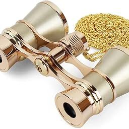 Retro 3X25 Theater Opera Glasses Binocular with Chain, Mini Binocular Compact Handle,Optical Lens for Theater Musical Concert (Champagne)-27
