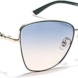 UV Protection Cateye Sunglasses for Women (Grey & Clear Lens | Silver & Blue Frame - MG5995)-picture-27