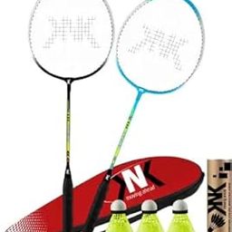 Aluminium Single Shaft Badminton kit Racquet Set of 2 with Badminton Cover 3 Piece Nylon Shuttle-4
