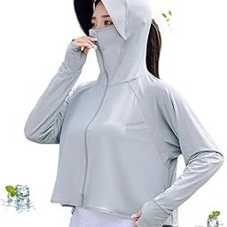 Sun Protection Jacket for Women UPF 50+ Sun Black-coating Wide Brim Hat Protection Jacket Lightweight Full Zip up Outdoor Running Hiking Hoodie with Face Mask-picture-47