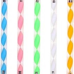 HOUSE HATCH 5 Pcs Set 2-Way Double Ended Dotting Tools, Nail Art Dotting Marbleizing Tool Pen for Nail Decoration, Embossing Tools Pattern Tracing Dotting Tools for Nails (5 Pieces Dotting Tools)-13