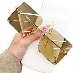 Trendy Imported Designer Square Metal Frame Sunglasses for Woman || UV400 Protection || Export Quality || Stylish & Luxurious || Alloy Frame || Free Box & Microfiber Cloth-image-27