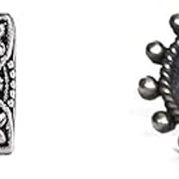 Silver Alloy Combo Set of 2 Designer Oxidized Nose Pin Stud for Women and Girls. Piercing required-image-49