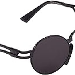 UV Protected Round Men & Women Sunglasses - (B80579MG3587T | Black Lens | Black Frame)-image-16