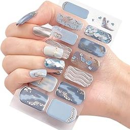 3D Nails Stickers for Women, Girls, Female & Kids Waterproof Nail Art Glittery Luxury Extension Peel Off Self-Adhesive DIY Nails Stickers 14 Tips DQ3-19-3
