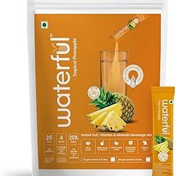Waterful Tropical Pineapple (7.5 gms X 15 sachets) 100% Natural, Real Fruit Flavor, 10+ Vitamins & Minerals, Low Cal Hydration Powder Mix (Pack of 1)-image-52