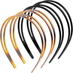4 Pieces Plastic Headbands for Women Non-Slip Double Row Teeth Simple and Chic Headwear Hair Accessory for Women Girls Decorations (Black, Brown)-14