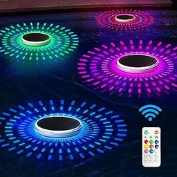 COXSENI Solar Floating Pool Lights, RGB Color Changing Pool Lights That Float with Dynamic Light Show Swimming Pool Lights, IP68 Waterproof & Hangable Solar Floating Lights for Pool Party 2Pack-16
