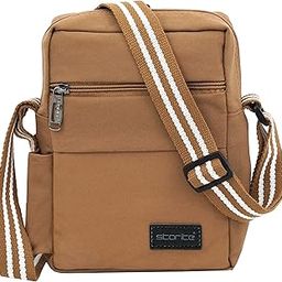 Stylish Padded Canvas Small Sling Cross Body Travel Office One Side Shoulder Bag for Men Women - Brown (25.5 x 8 x 18.5 cm)-image-16