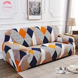 Furshine® Sofa Cover 3 Seater Fully Covered Universal 3 Seater Sofa Cover Non-Slip Sticky Elastic Stretchable Sofa Set Slipcover Protector for (Three Seater) Triple Seater Sofa Cover, Blend Geometric-image-12