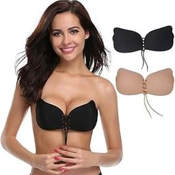 Solid Padded Non-Wired Strapless Self Adhesive Push up Stivk On Bra-70